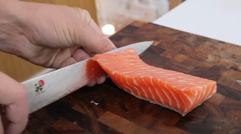How to Slice Salmon Fish Skin